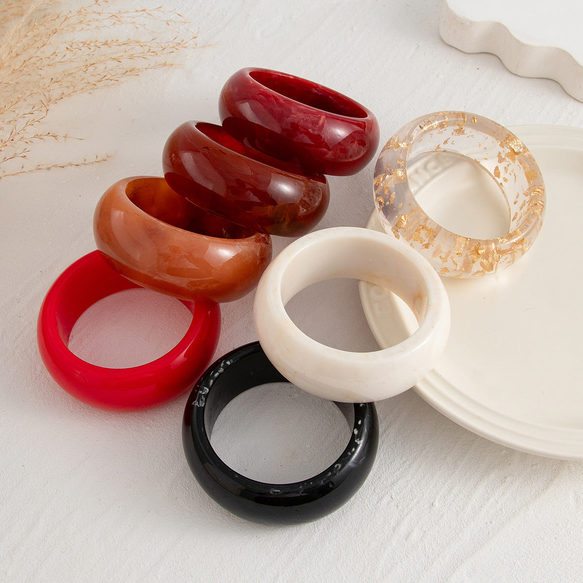 Wide Street-Style Acrylic Bangle — bracelet, view 2