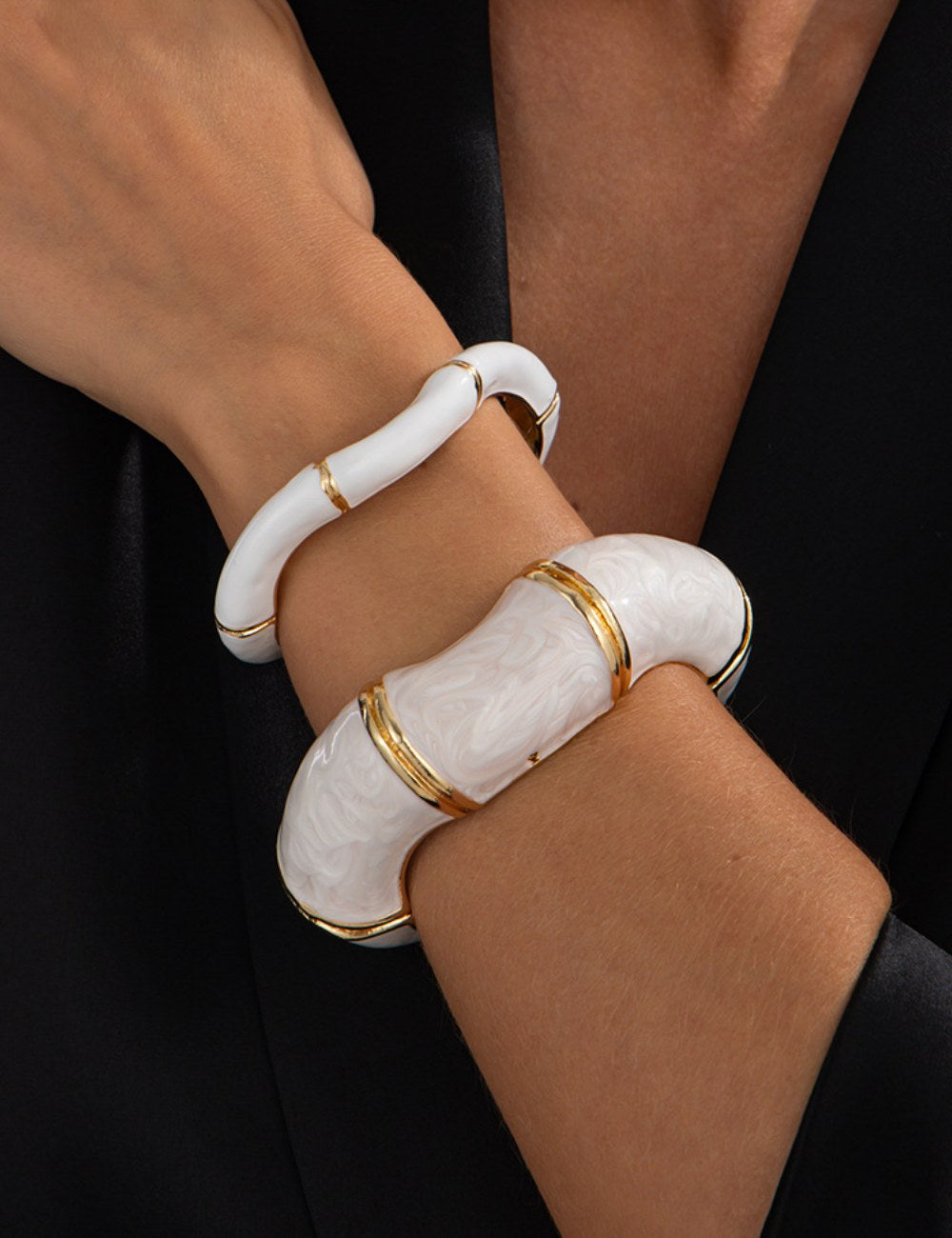 Wavy Bamboo Enamel Cuff Bracelet — bracelet