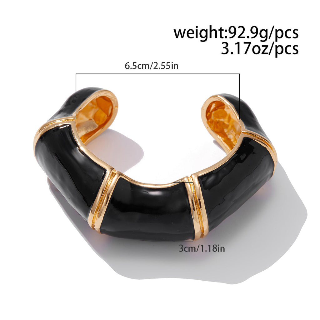 Wavy Bamboo Enamel Cuff Bracelet — bracelet, view 10
