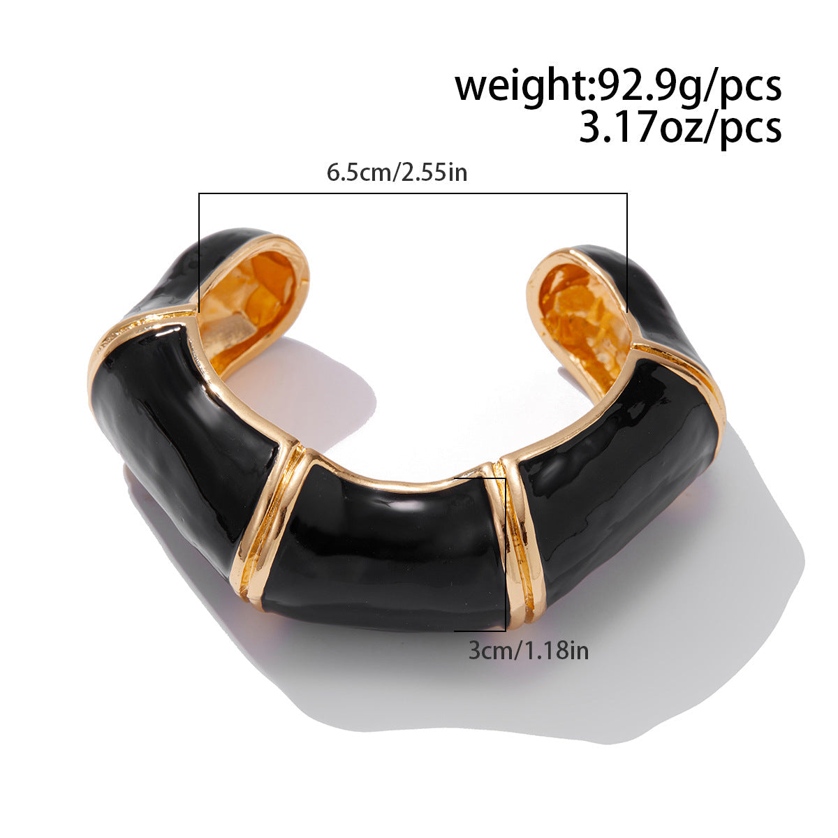 Wavy Bamboo Enamel Cuff Bracelet — bracelet, view 10