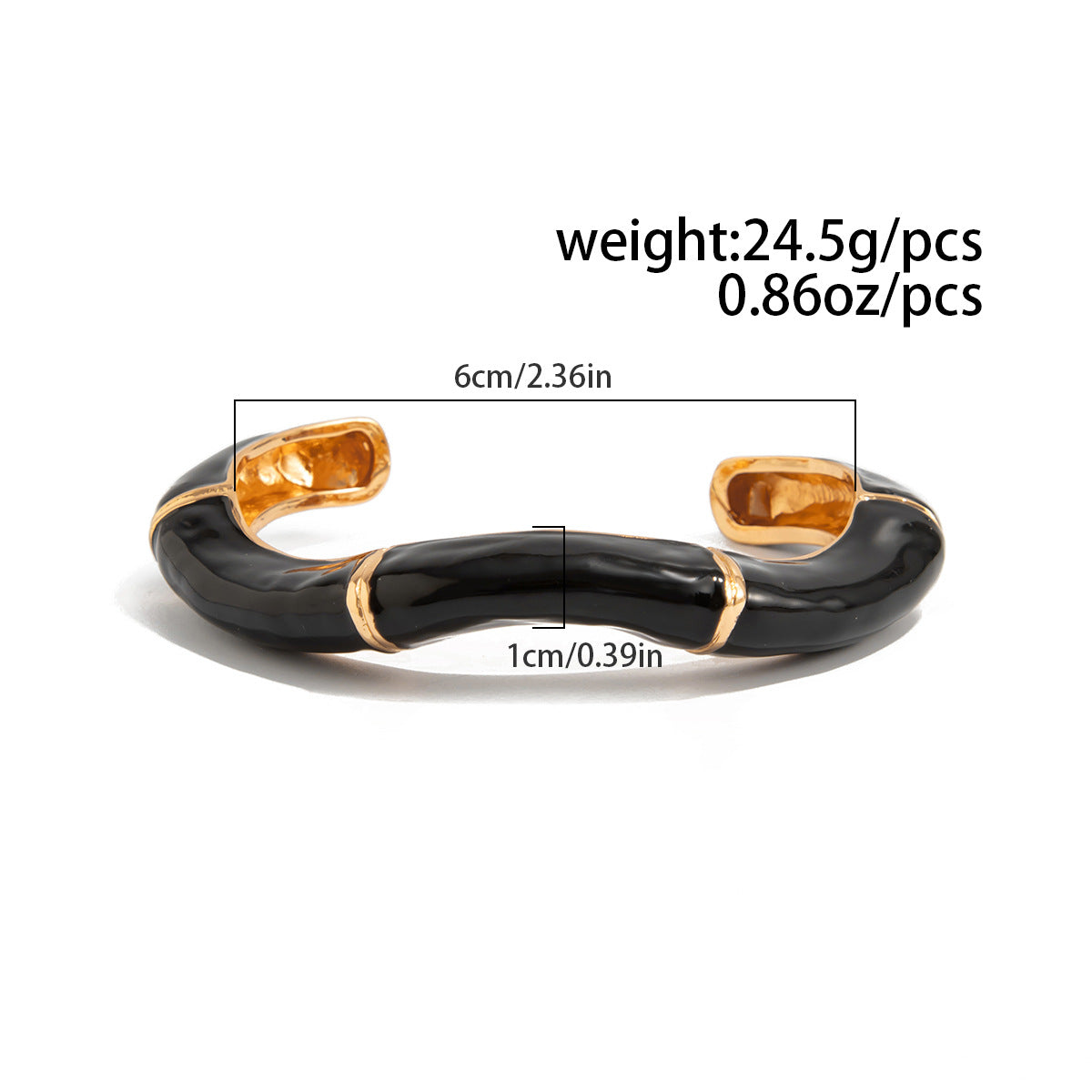 Wavy Bamboo Enamel Cuff Bracelet — bracelet, view 11