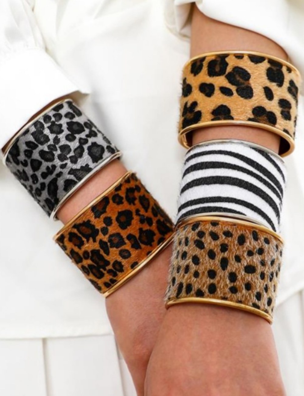 Zebra Leopard Alloy Cuff — bracelet