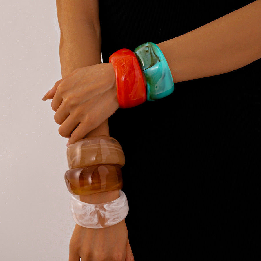 Multicolour Wide Acrylic Bracelet — bracelet, view 2