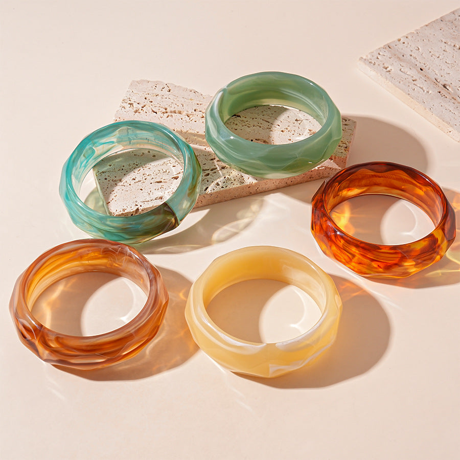 Striped Geometric Acrylic Bangle — bracelet, view 2