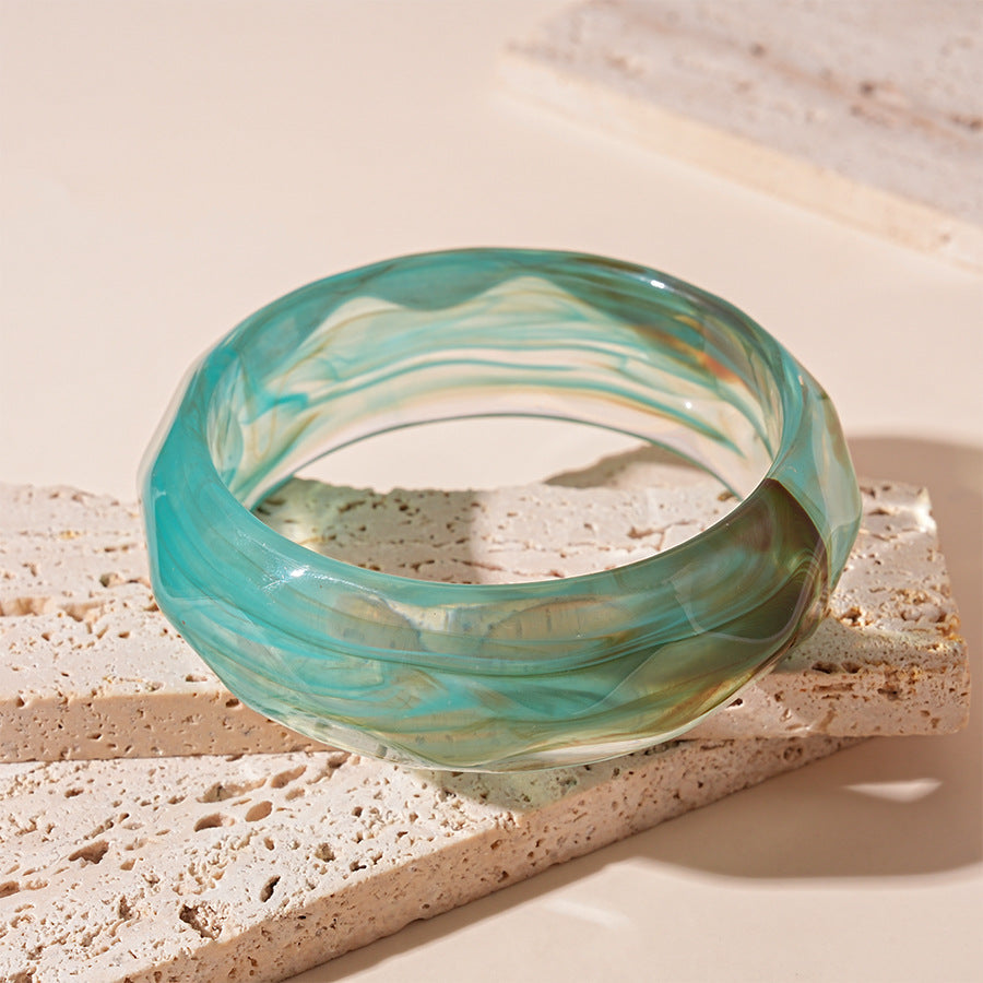 Striped Geometric Acrylic Bangle — bracelet, view 5