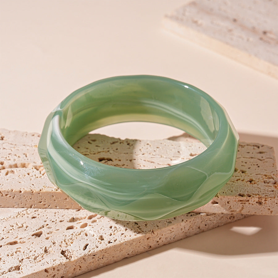 Striped Geometric Acrylic Bangle — bracelet, view 6