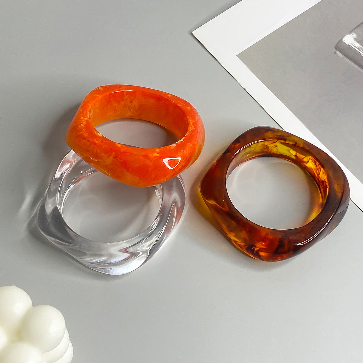 Chunky Translucent Geometric Bangle — bracelet