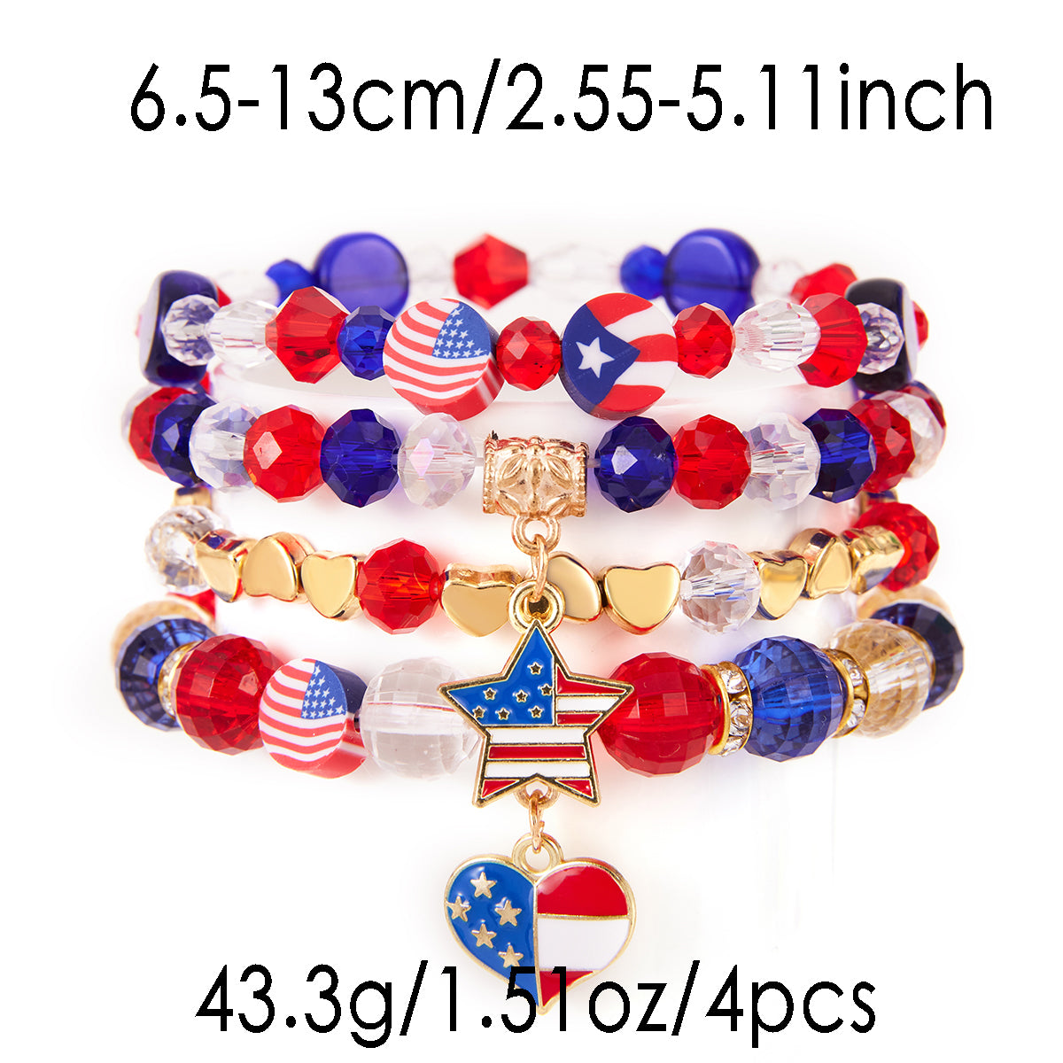 Layered Heart Pendant Bracelet — set bracelet, view 5