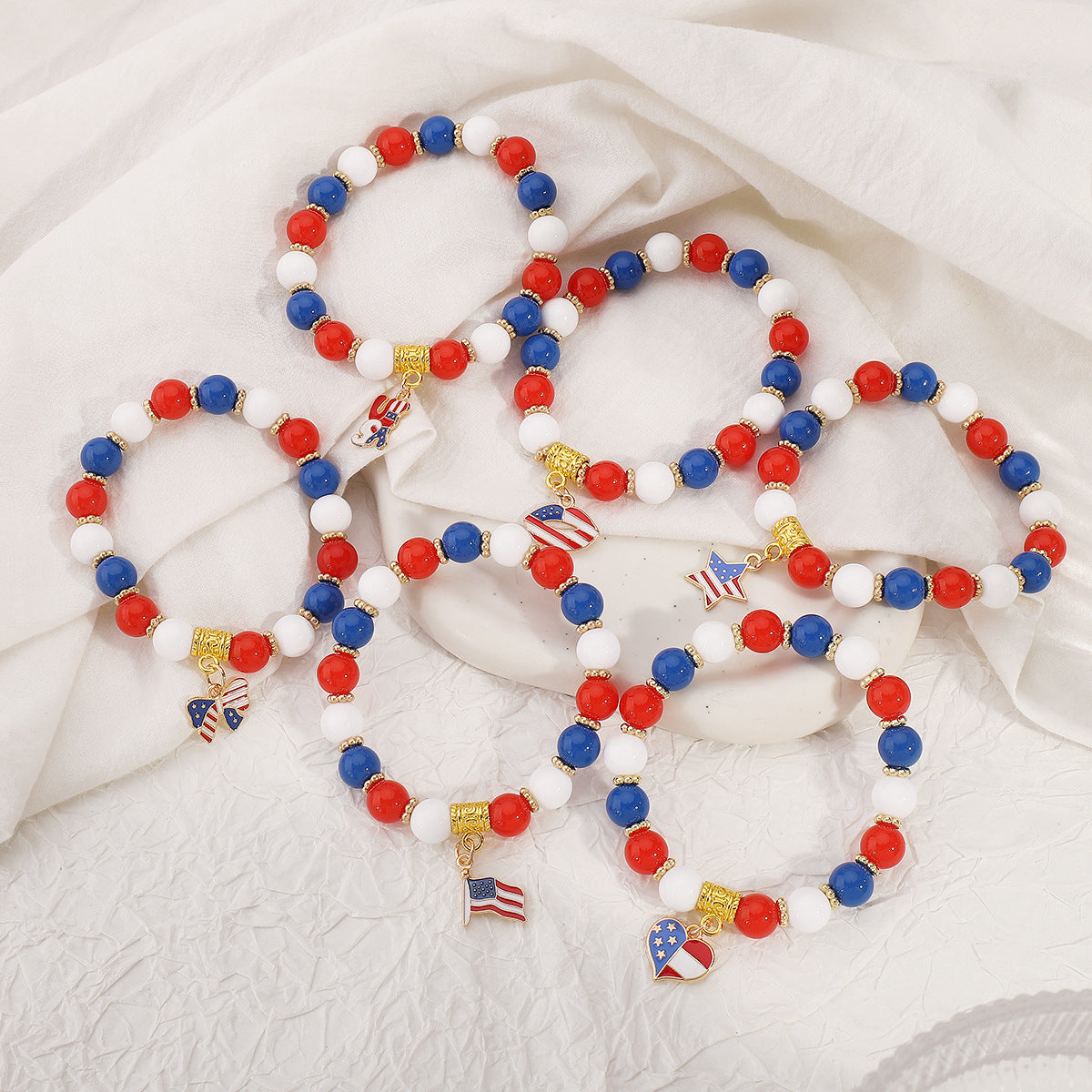 USA Flag Beaded Bracelet — bracelet, view 13