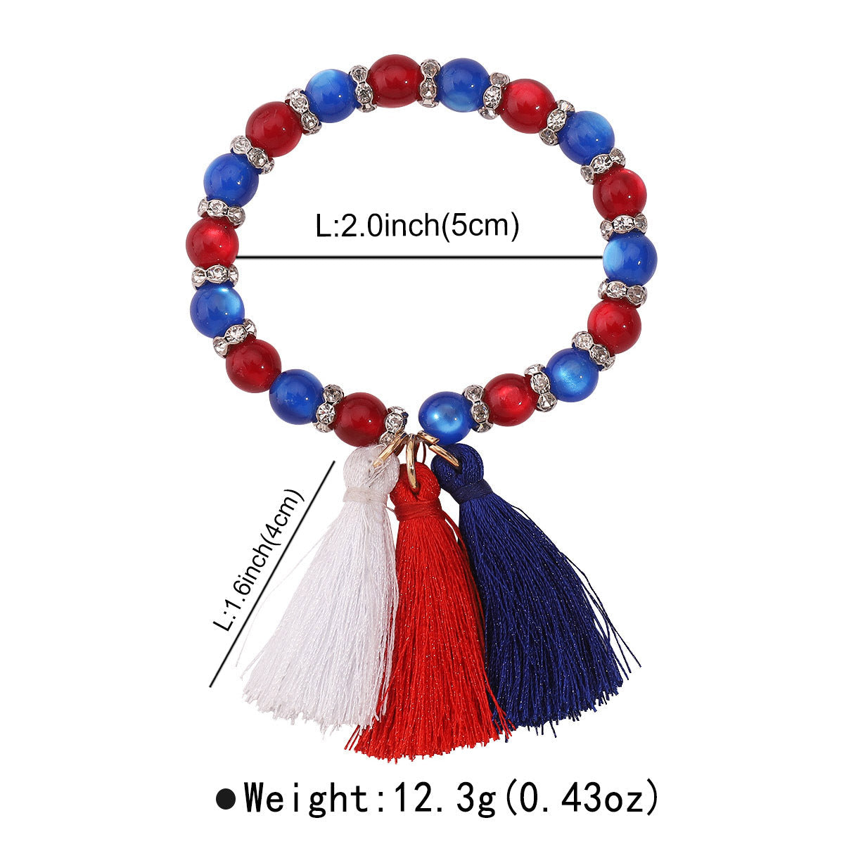 Red Beaded Tassel Bracelet — red bracelet, view 6