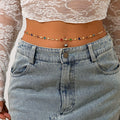 Colour Block Rhinestone Waist Chain — body chain