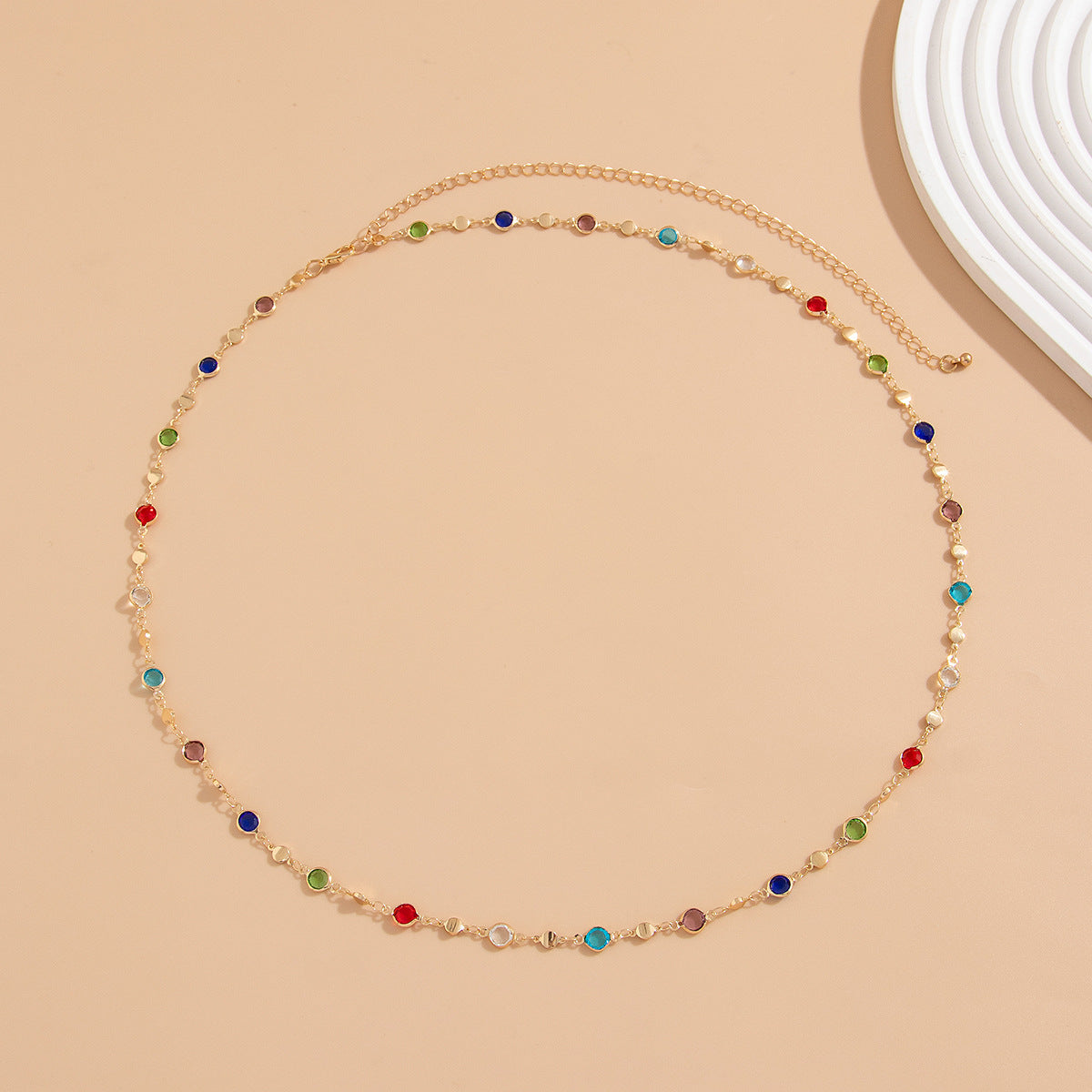 Colour Block Rhinestone Waist Chain — body chain, view 3