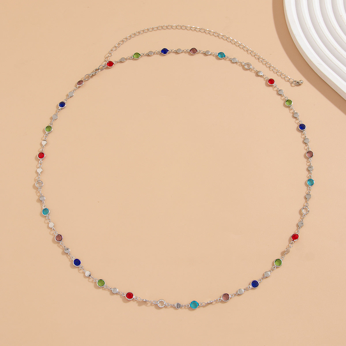 Colour Block Rhinestone Waist Chain — body chain, view 4
