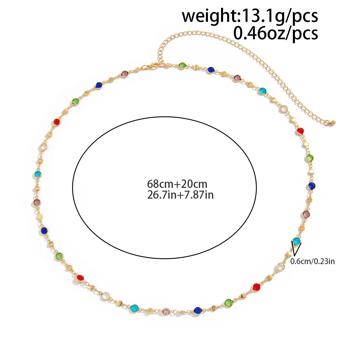 Colour Block Rhinestone Waist Chain — body chain, view 5