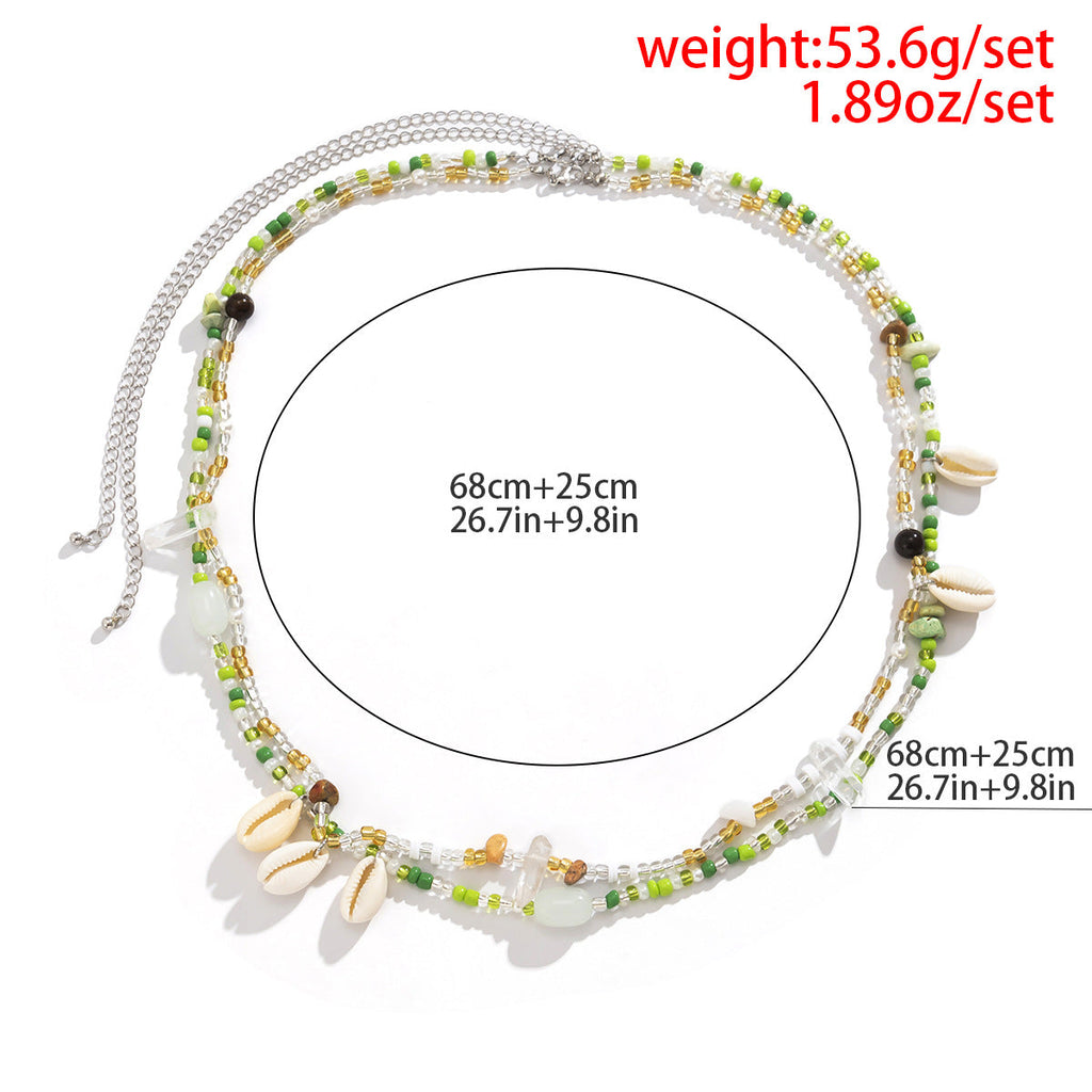 Colour-Block Shell Bead Waist Chain — body chain, view 4