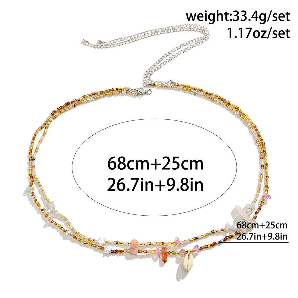 Colour-Block Shell Bead Waist Chain — body chain, view 6