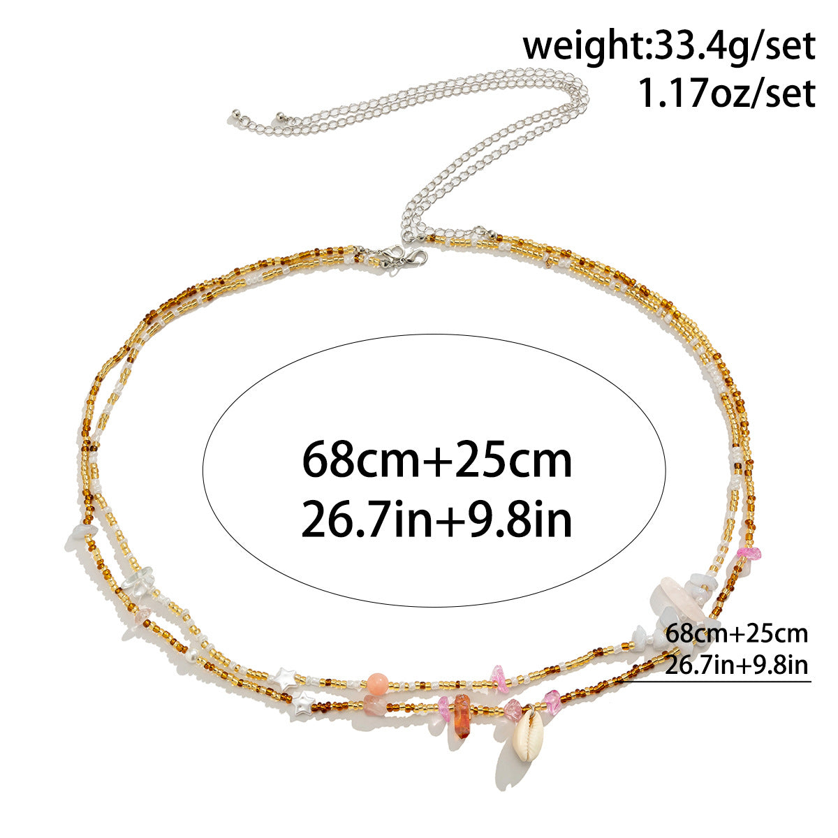 Colour-Block Shell Bead Waist Chain — body chain, view 6
