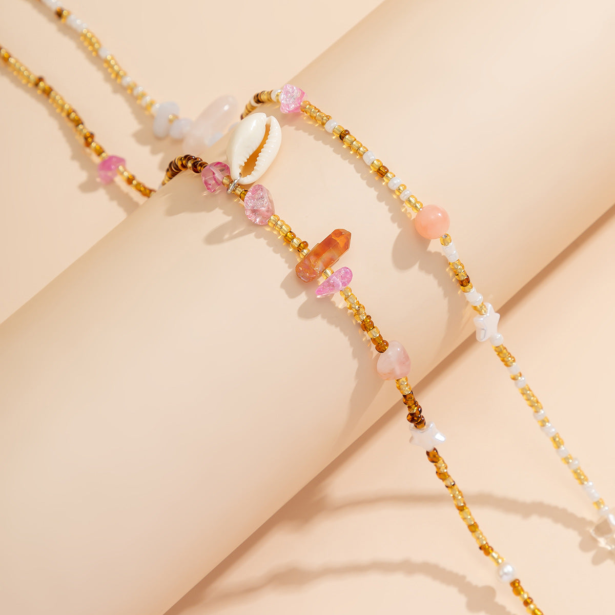 Colour-Block Shell Bead Waist Chain — body chain, view 8