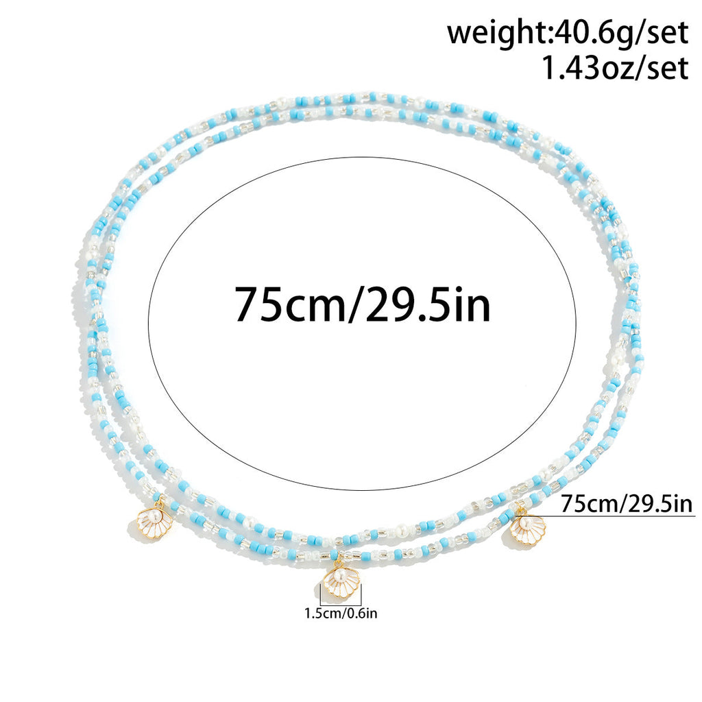Scallop Shell Bead Waist Chain — blue body chain, view 5
