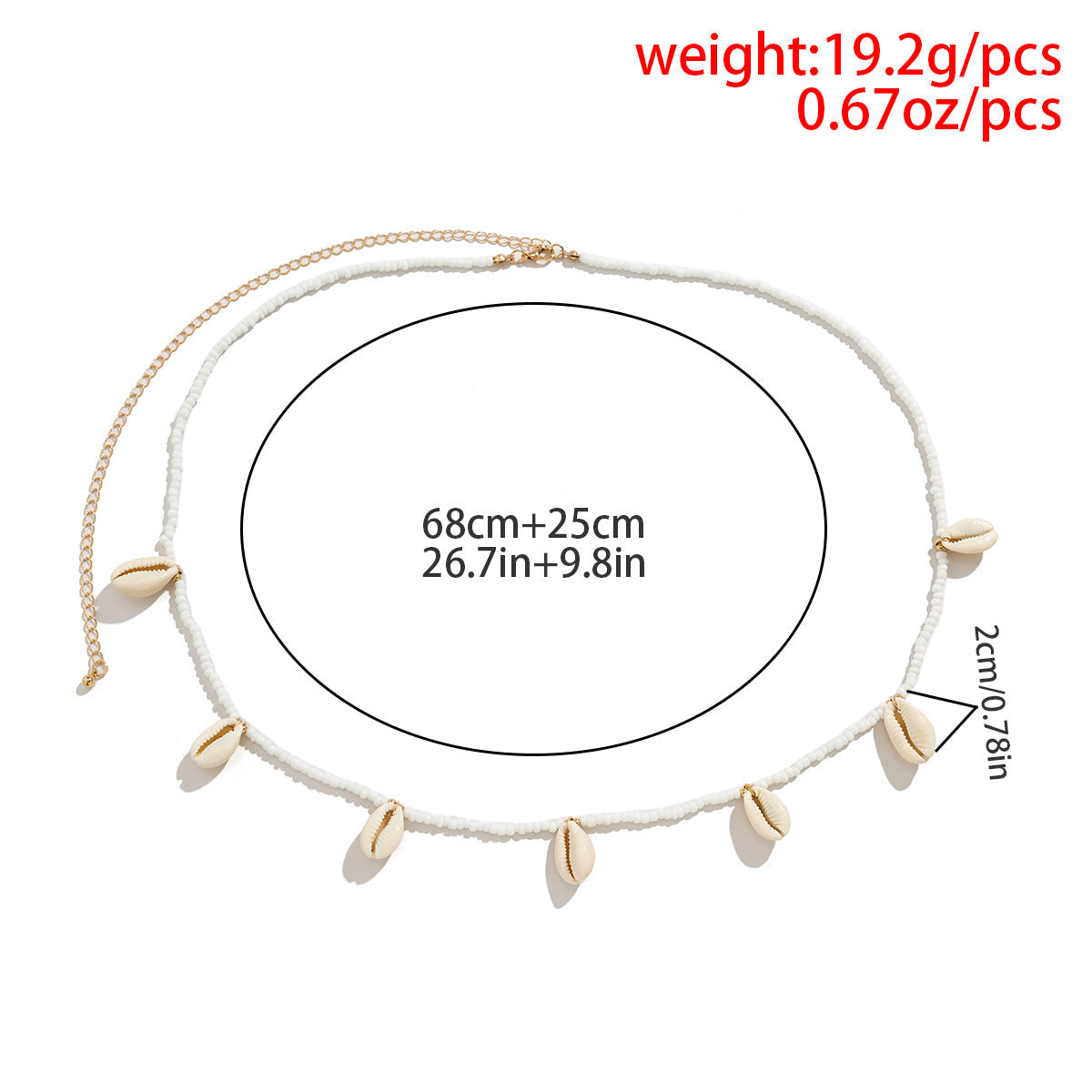 Shell Pendant Braided Waist Chain — gold body chain, view 4