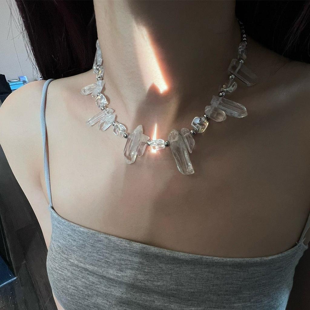 Irregular Ice Crystal Necklace — white necklace, view 2