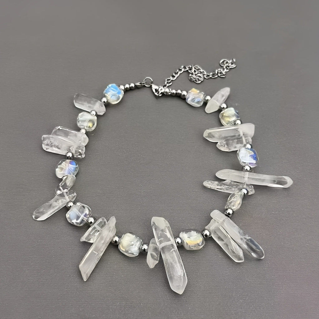 Irregular Ice Crystal Necklace — white necklace, view 3