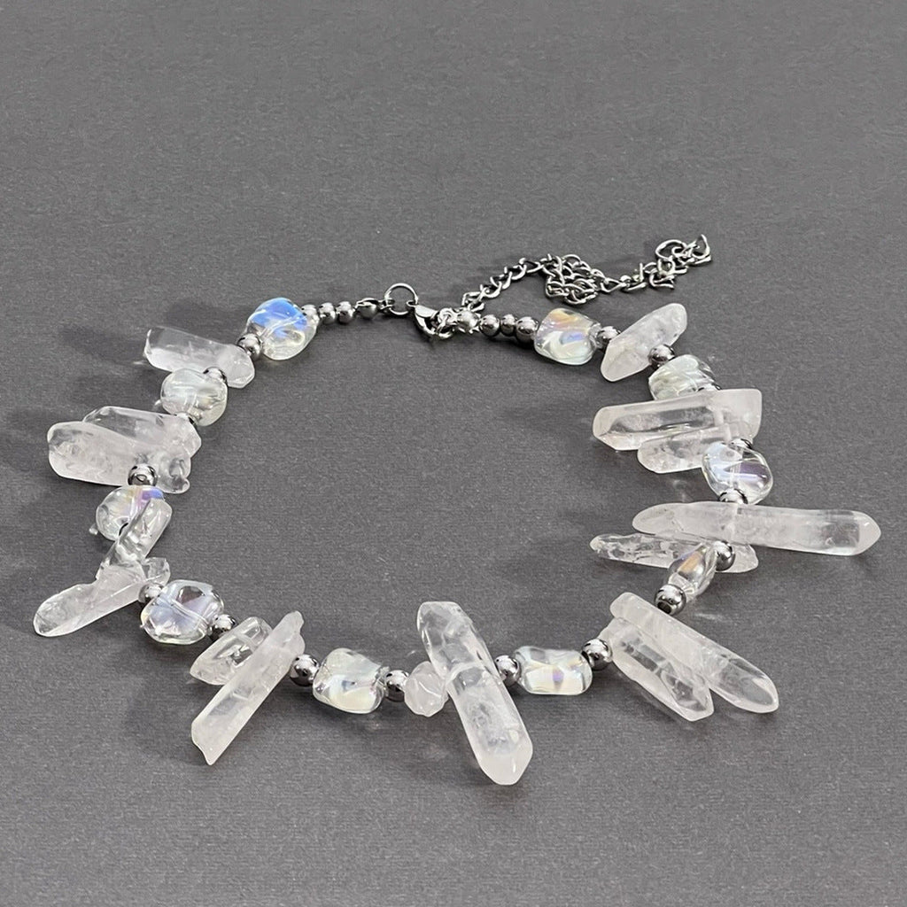 Irregular Ice Crystal Necklace — white necklace, view 4
