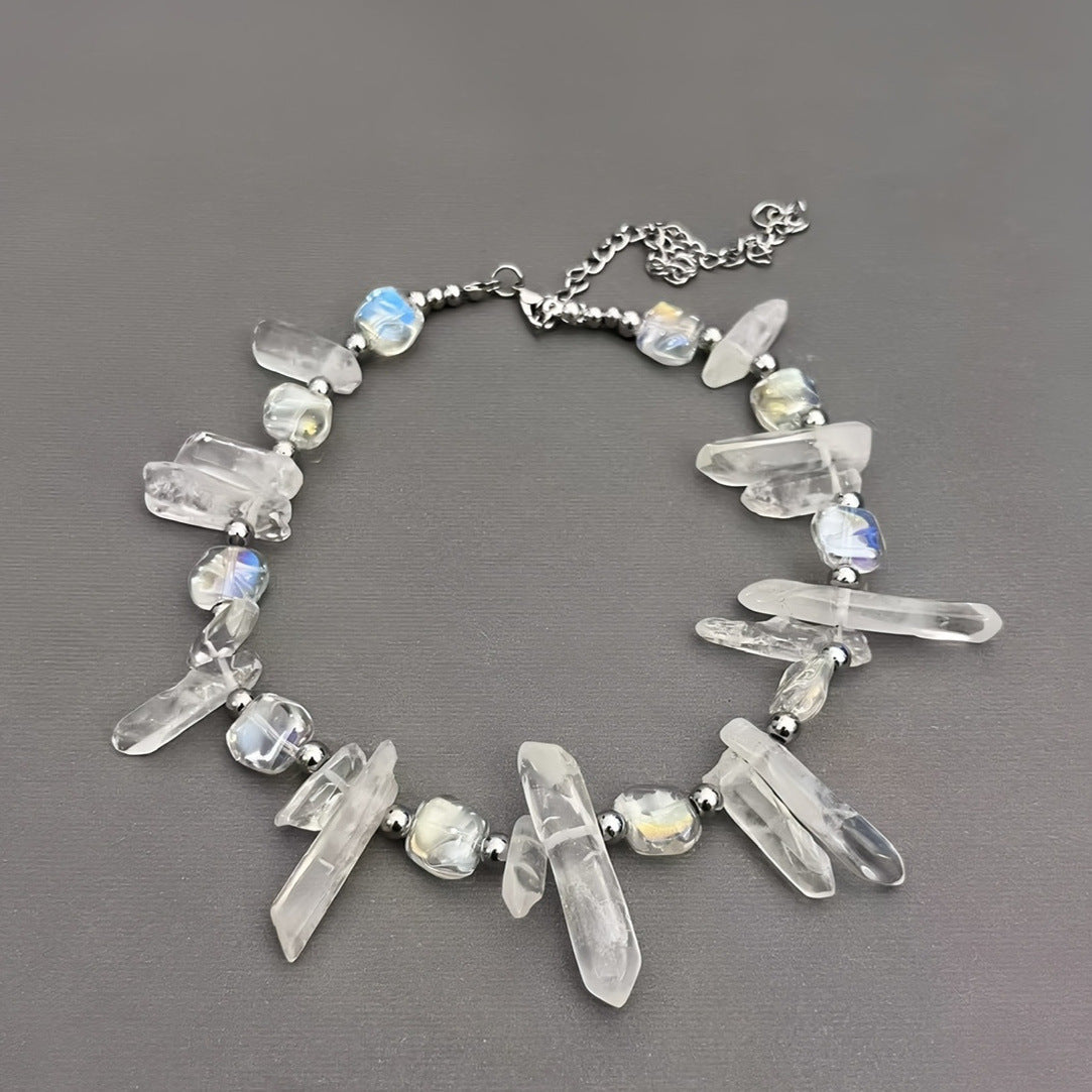 Irregular Ice Crystal Necklace — white necklace, view 5