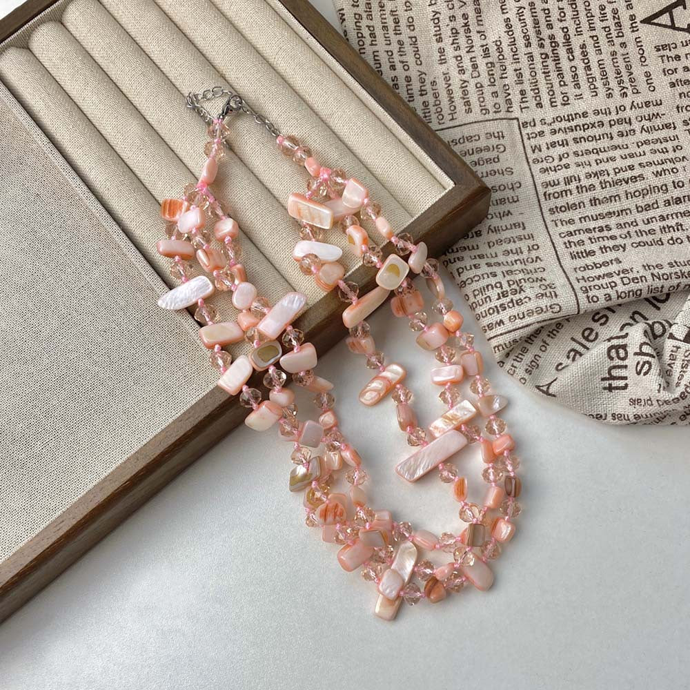 Layered Crystal Necklace — necklace, view 2