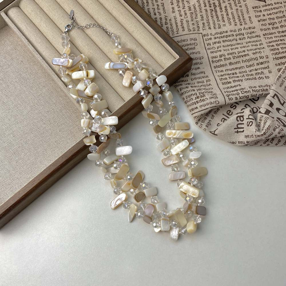 Layered Crystal Necklace — necklace, view 3