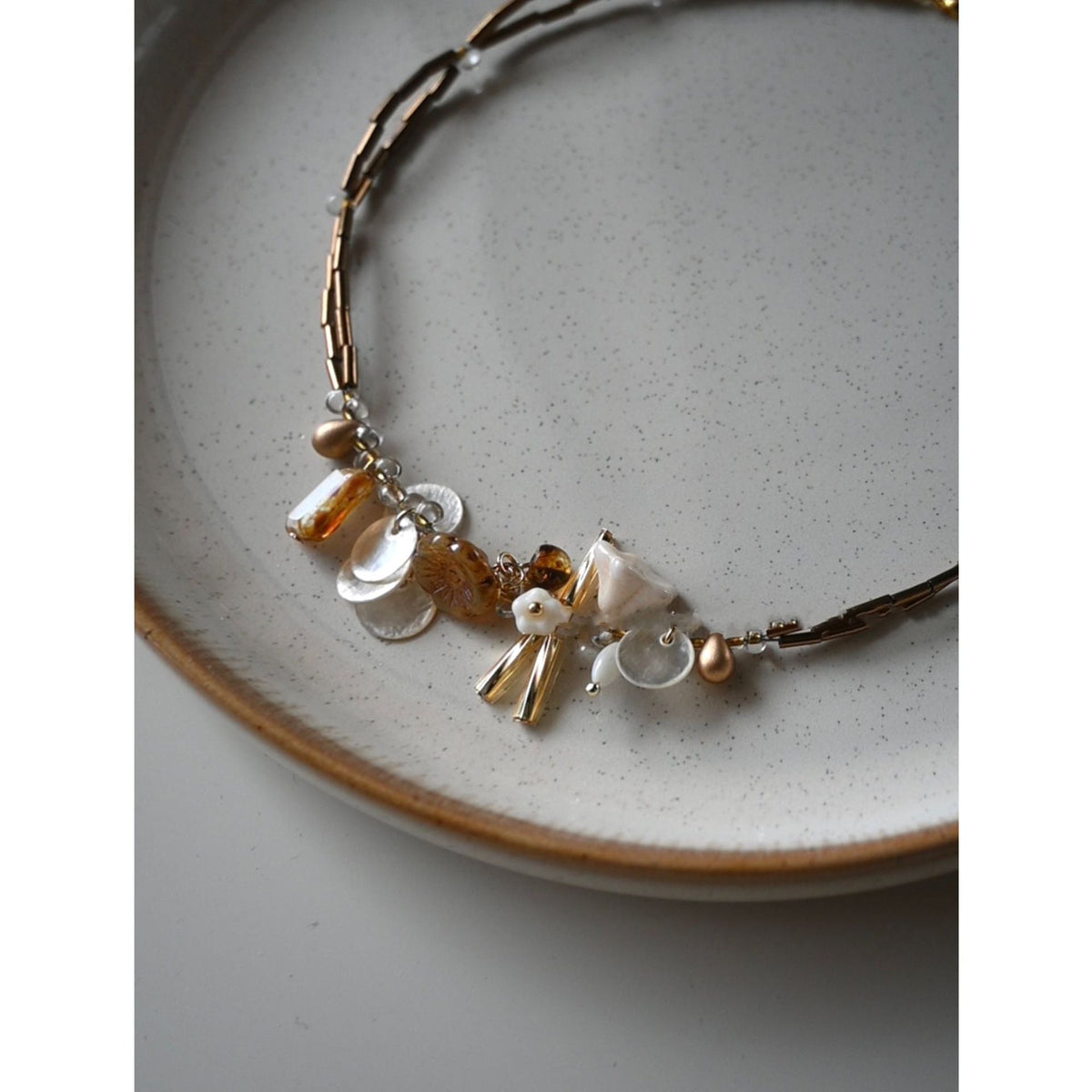 Double Layered Flower Choker — gold necklace, view 5