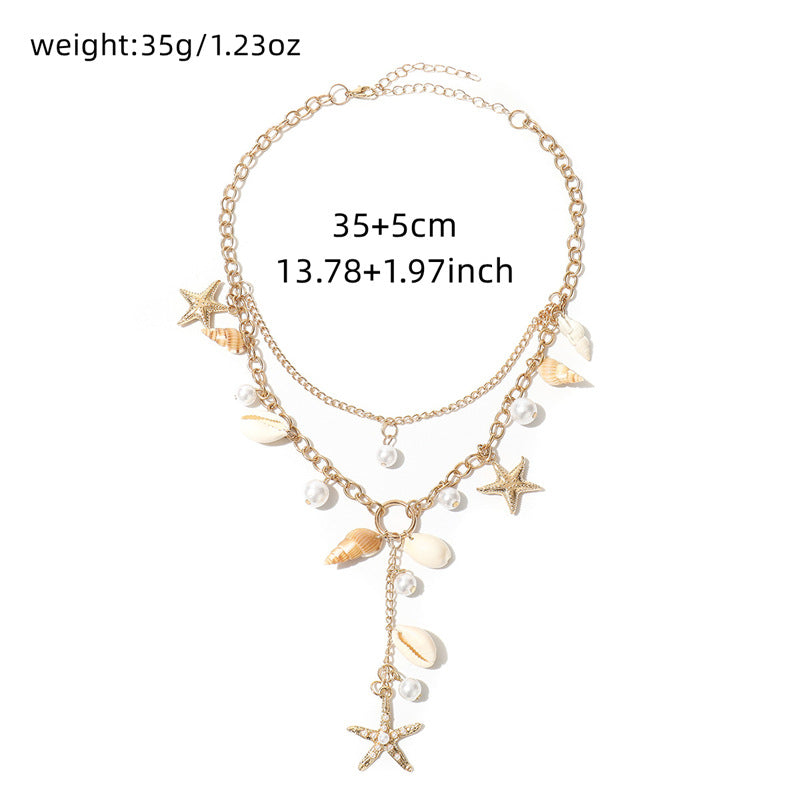 Layered Shell Conch Necklace — necklace, view 3
