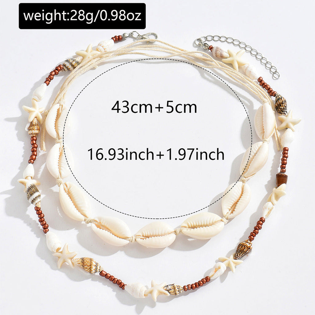 Layered Conch Shell Necklace — white necklace, view 4