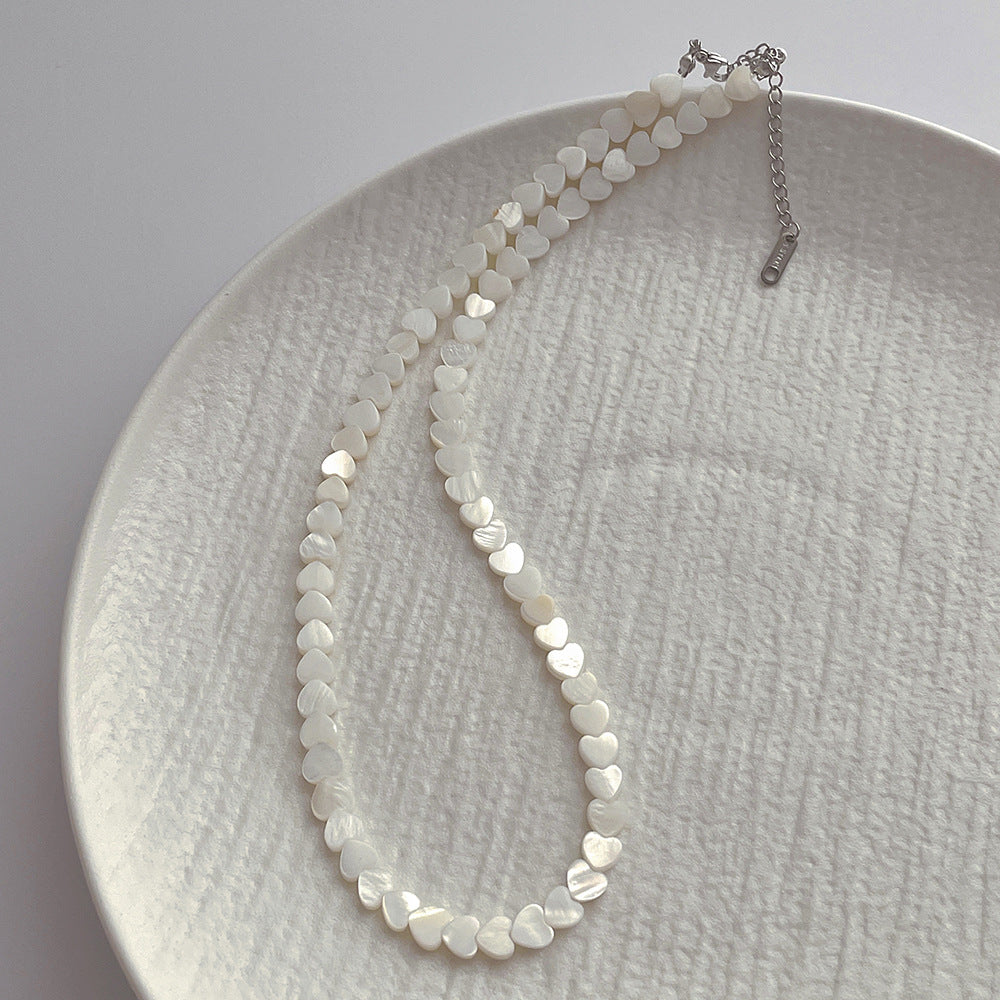 Heart Shell Choker Necklace — white necklace