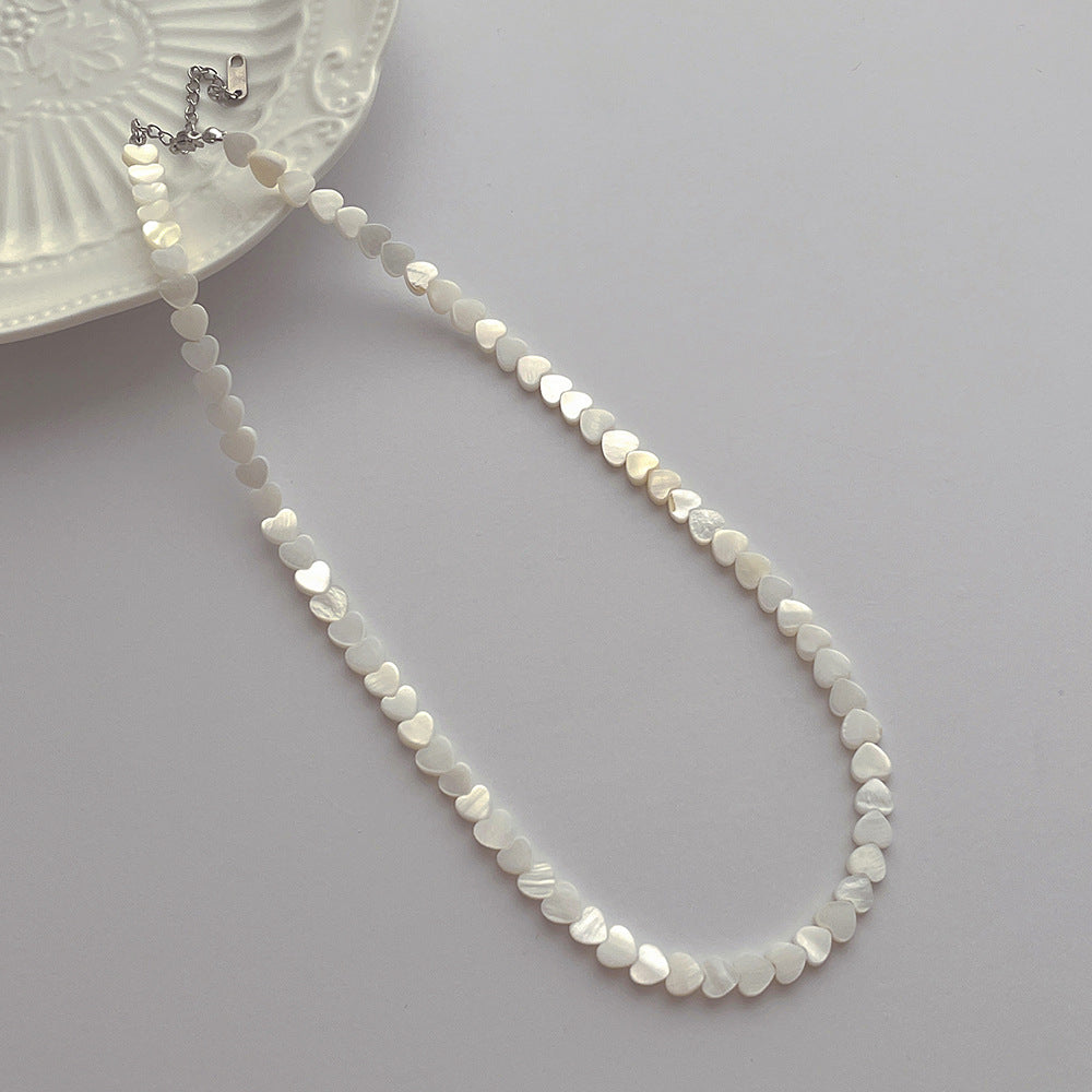 Heart Shell Choker Necklace — white necklace, view 4