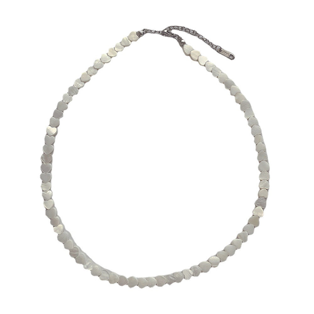 Heart Shell Choker Necklace — white necklace, view 5