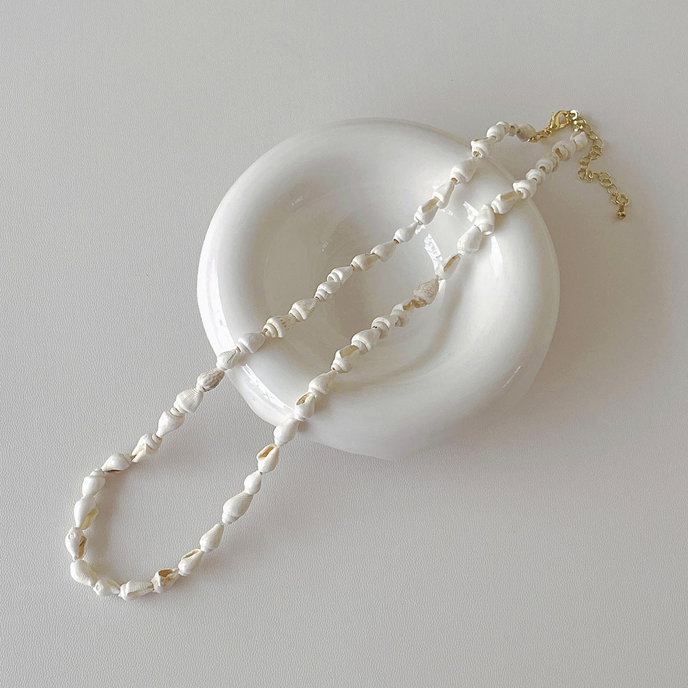 Solid Shell Choker Necklace — white necklace