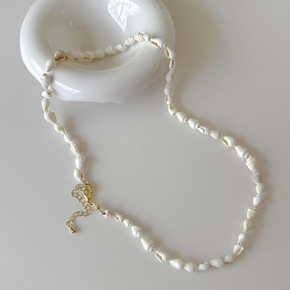 Solid Shell Choker Necklace — white necklace, view 2
