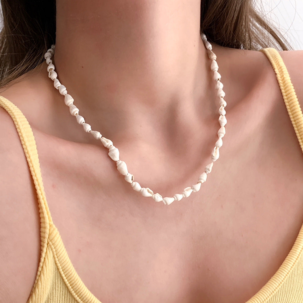 Solid Shell Choker Necklace — white necklace, view 3