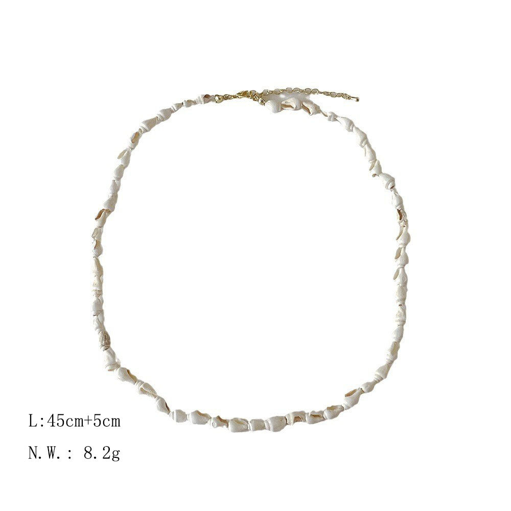 Solid Shell Choker Necklace — white necklace, view 4