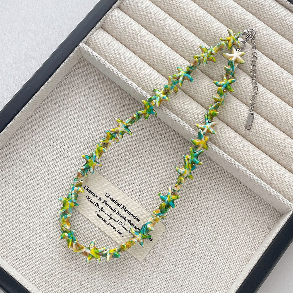 Turquoise Starfish Choker Necklace — necklace, view 2