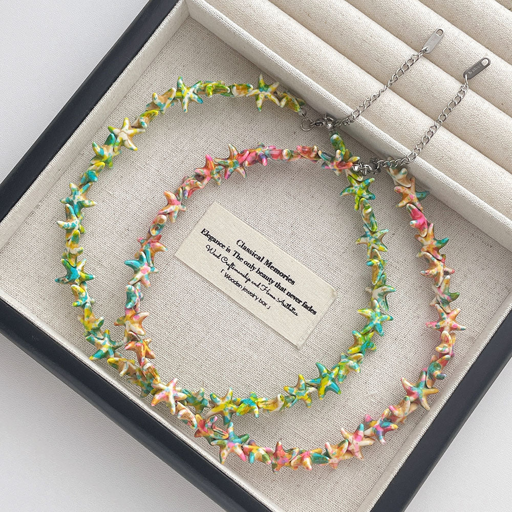 Turquoise Starfish Choker Necklace — necklace, view 3