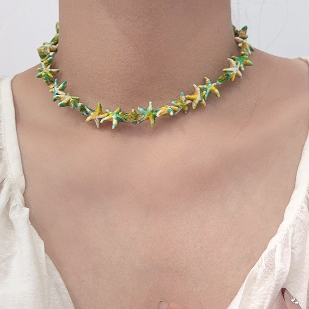 Turquoise Starfish Choker Necklace — necklace, view 4