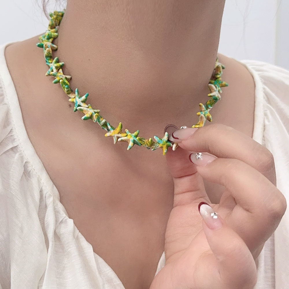 Turquoise Starfish Choker Necklace — necklace, view 5