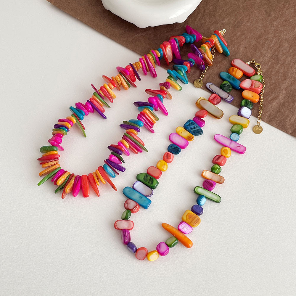 Irregular Shell Beaded Choker — necklace
