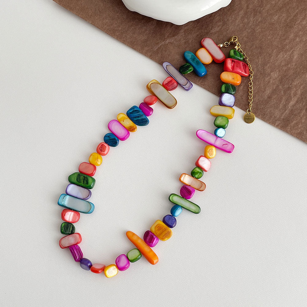 Irregular Shell Beaded Choker — necklace, view 4