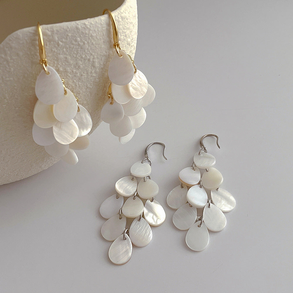 Shell Teardrop Tassel Earrings — earrings, view 5
