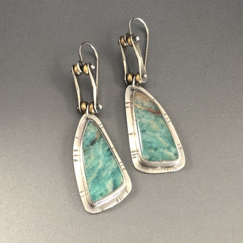 Irregular Geometric Dangle Earrings — silver earrings, view 2