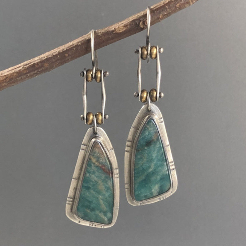 Irregular Geometric Dangle Earrings — silver earrings, view 4