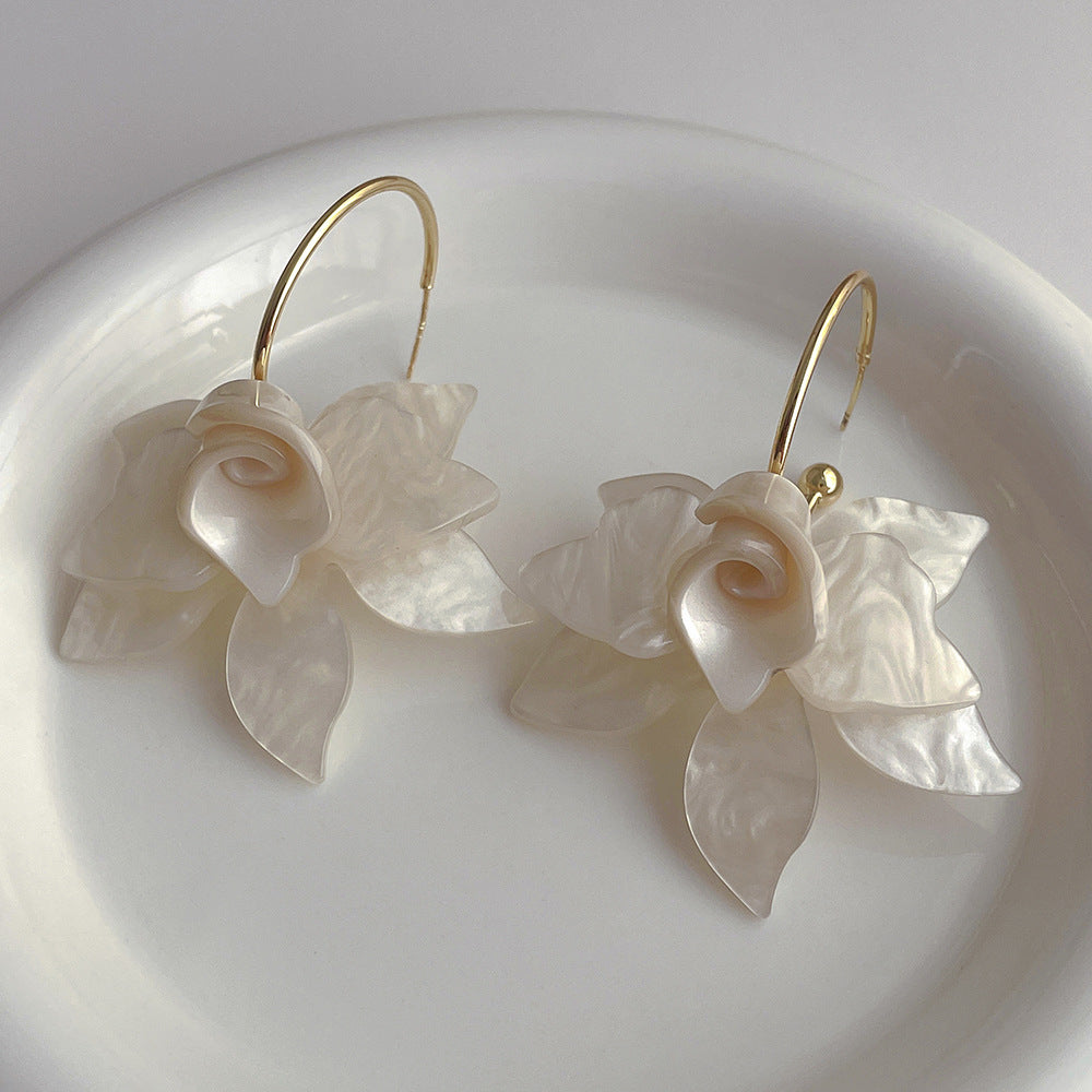 Floral Petal Dangle Earrings — earrings, view 2